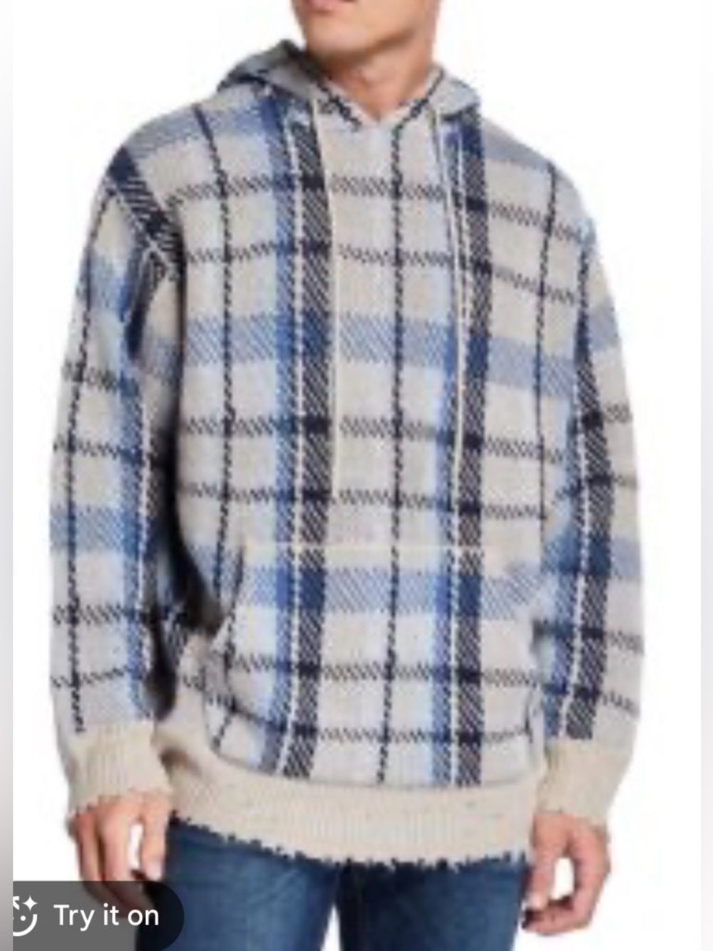 NWT R13 Plaid Cashmere Sweater Hoodie